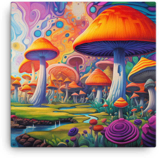 Psychedelic Mushroom Dreamscape Canvas