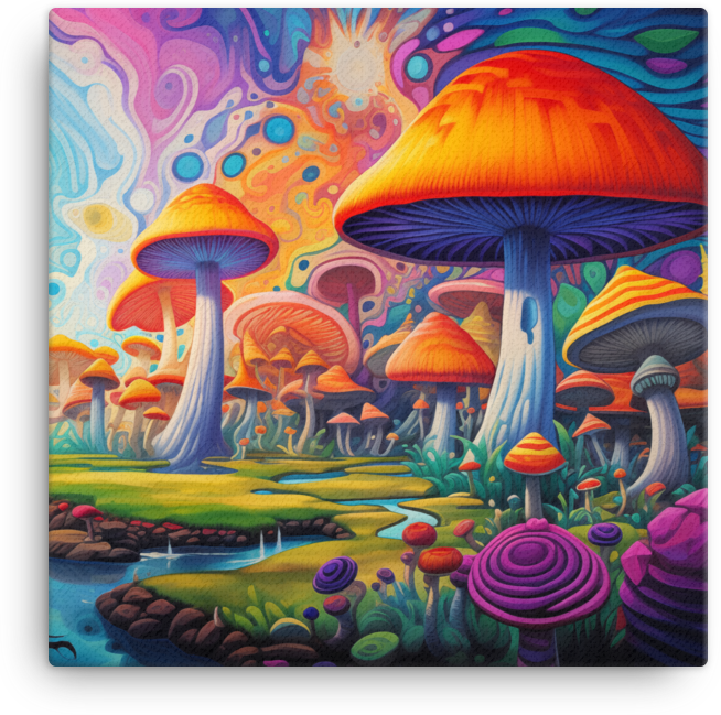 Psychedelic Mushroom Dreamscape Canvas