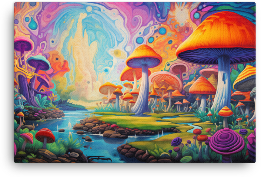 Psychedelic Mushroom Dreamscape Canvas