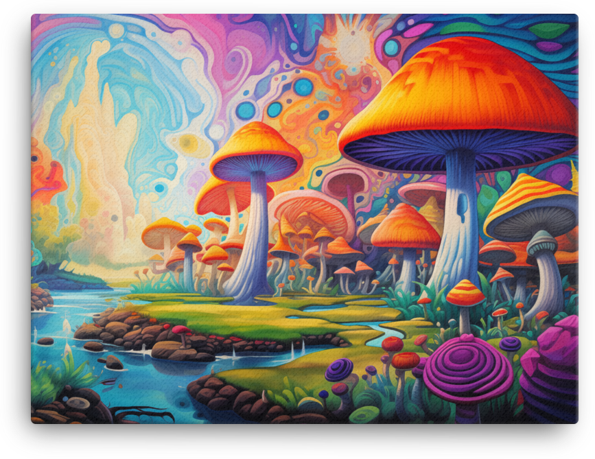 Psychedelic Mushroom Dreamscape Canvas