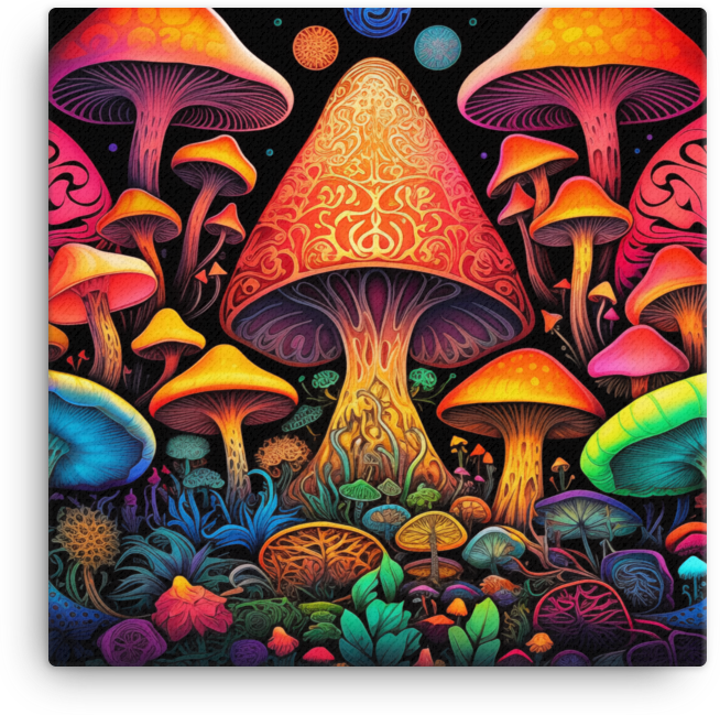Psychedelic Mushroom Paradise Canvas