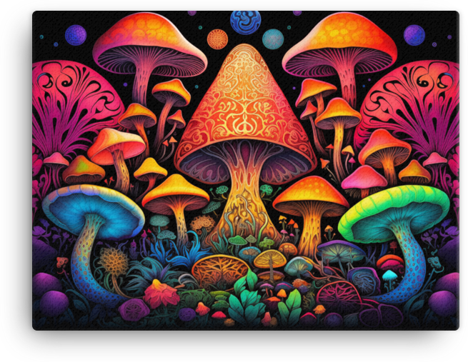 Psychedelic Mushroom Paradise Canvas