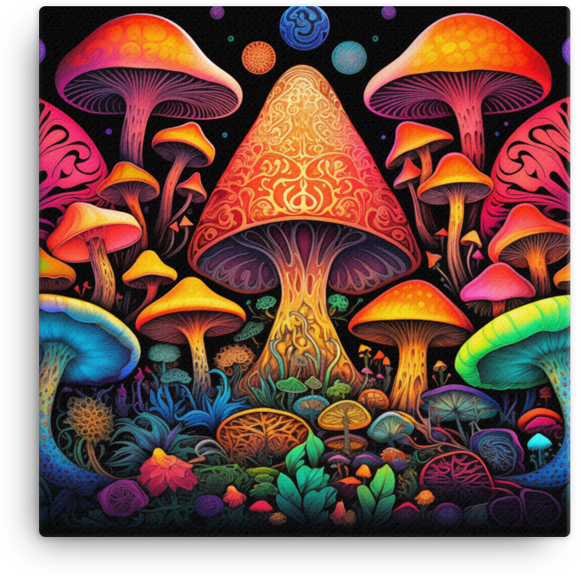 Psychedelic Mushroom Paradise Canvas