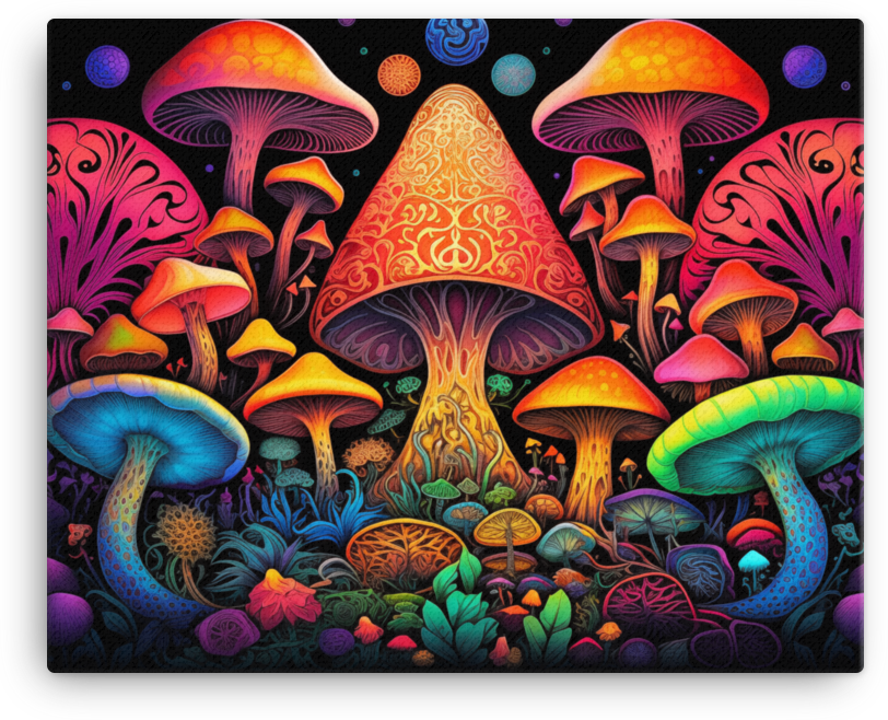 Psychedelic Mushroom Paradise Canvas