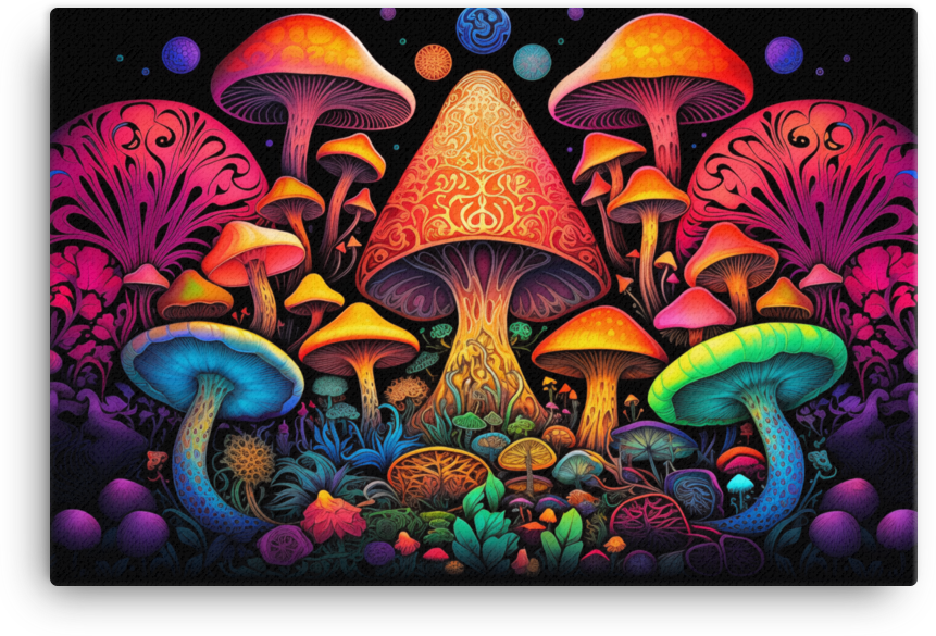Psychedelic Mushroom Paradise Canvas