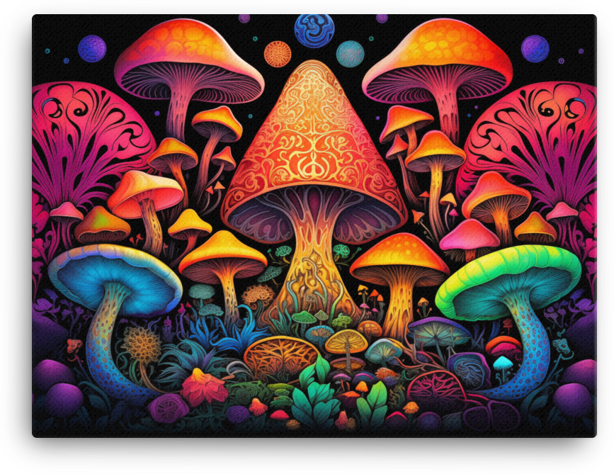Psychedelic Mushroom Paradise Canvas