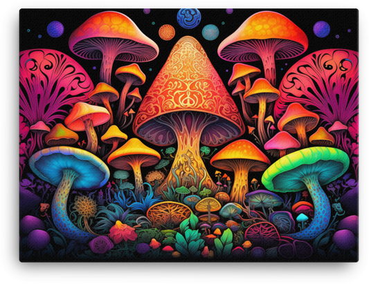 Psychedelic Mushroom Paradise Canvas