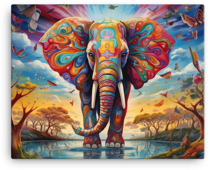 Psychedelic Safari Elephant Canvas Wall Art