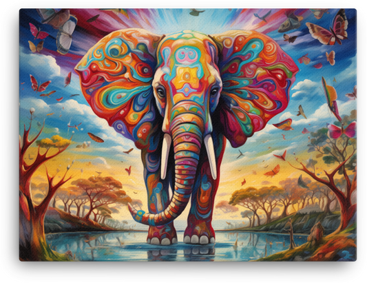 Psychedelic Safari Elephant Canvas Wall Art