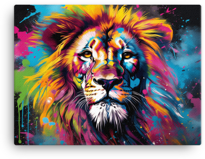 Psychedelic Splash Lion Canvas Wall Art