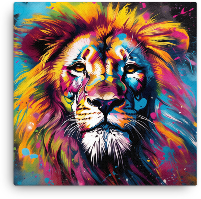 Psychedelic Splash Lion Canvas Wall Art