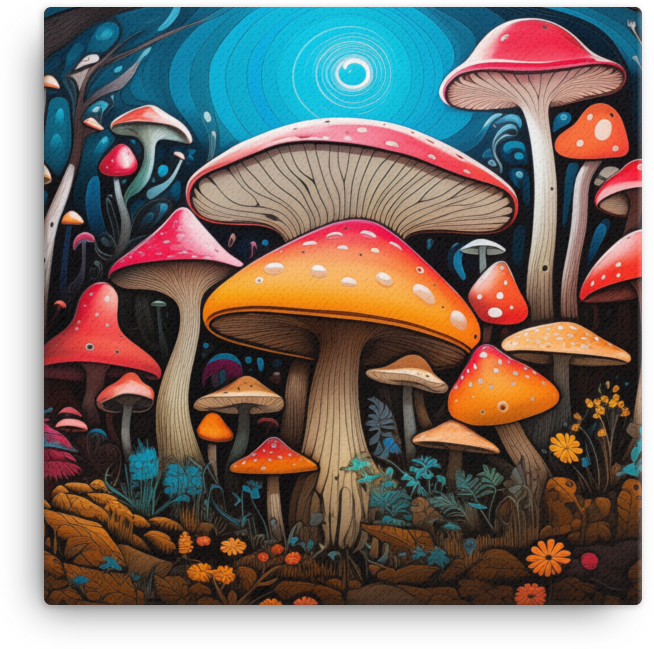 Radiant Mushroom Forest Canvas
