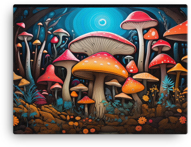 Radiant Mushroom Forest Canvas