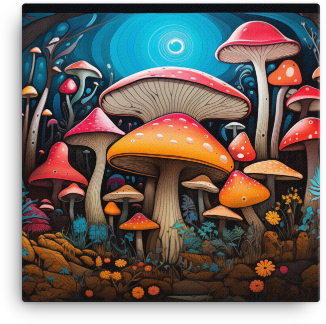 Radiant Mushroom Forest Canvas