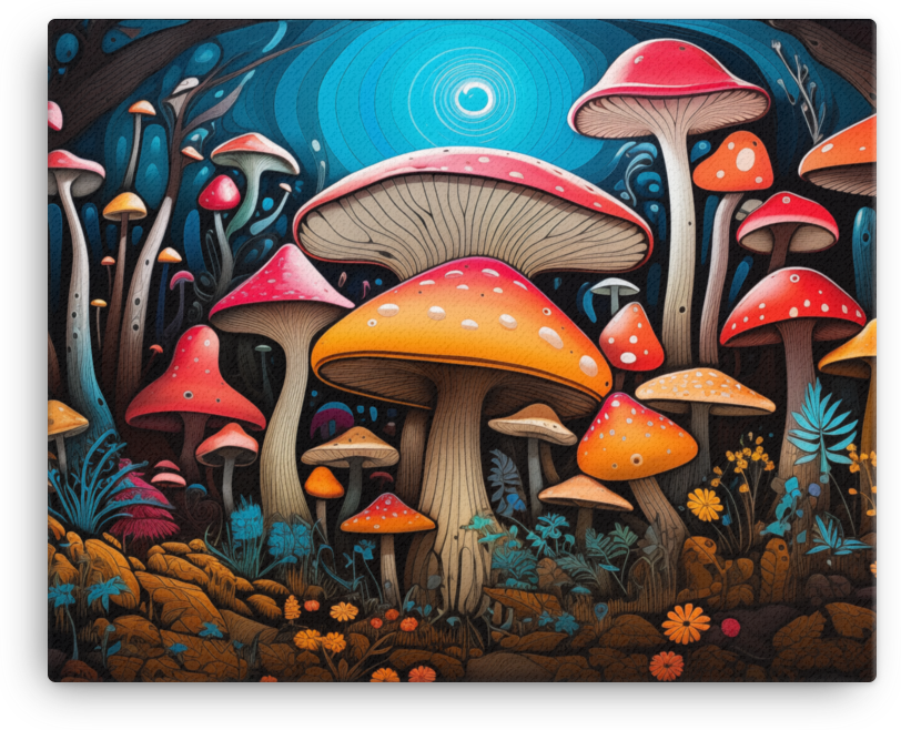 Radiant Mushroom Forest Canvas
