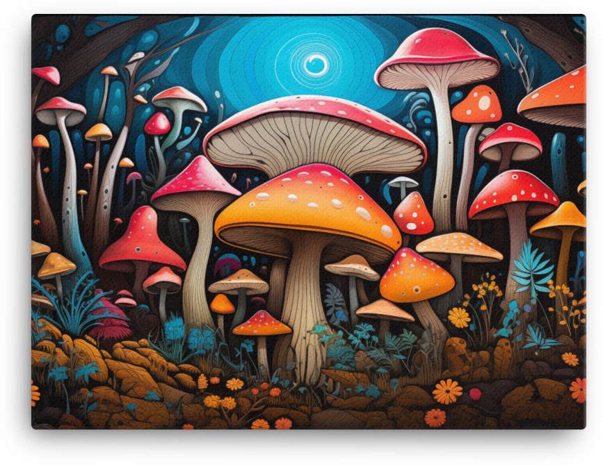 Radiant Mushroom Forest Canvas
