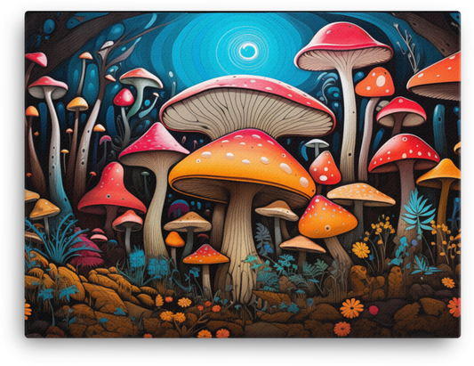 Radiant Mushroom Forest Canvas
