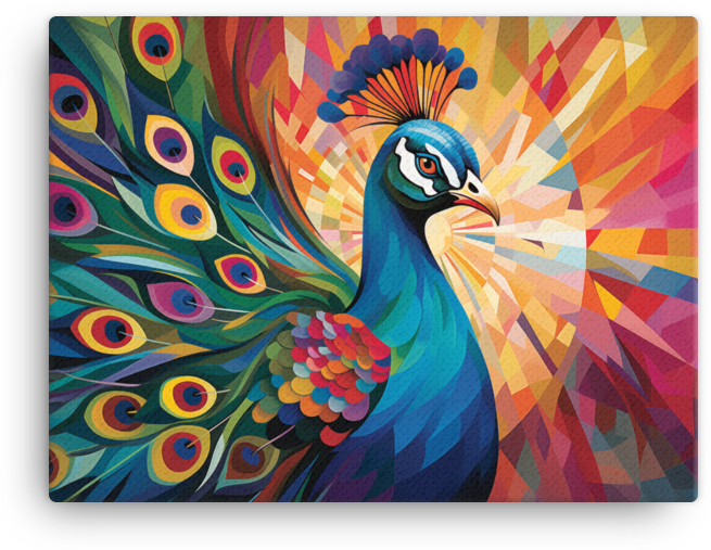 Radiant Peacock Feather Burst Canvas Wall Art