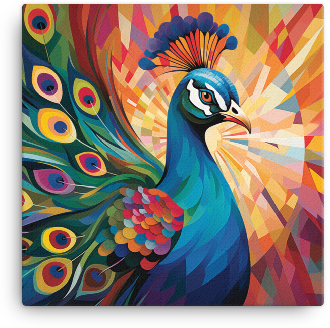Radiant Peacock Feather Burst Canvas Wall Art