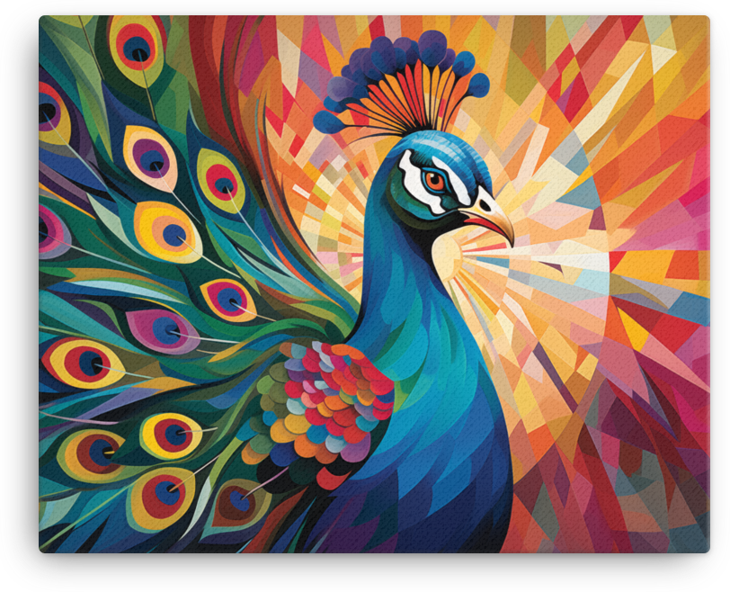Radiant Peacock Feather Burst Canvas Wall Art