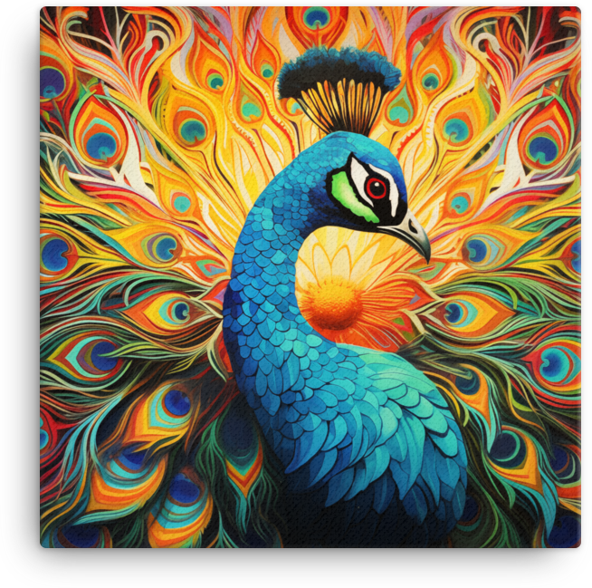 Radiant Peacock Splendor Canvas Wall Art