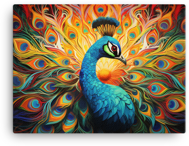 Radiant Peacock Splendor Canvas Wall Art