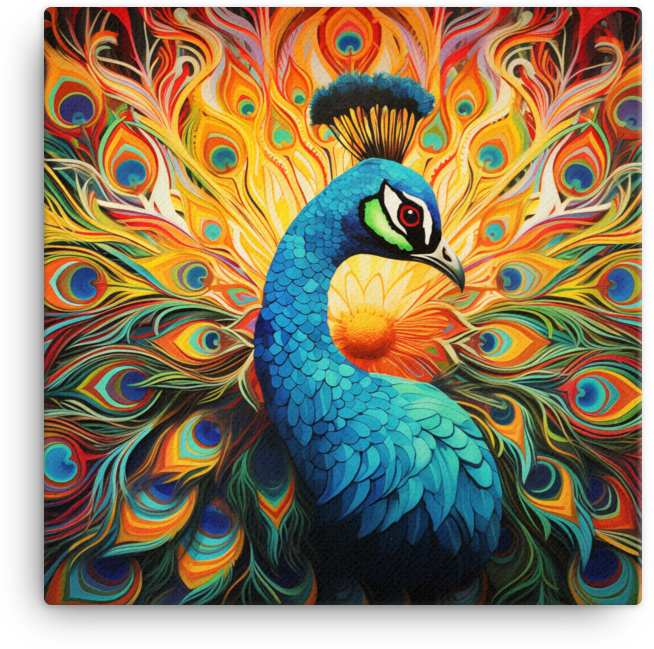 Radiant Peacock Splendor Canvas Wall Art
