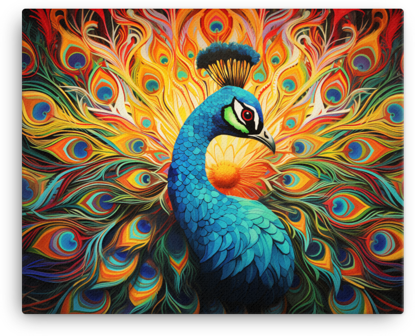 Radiant Peacock Splendor Canvas Wall Art