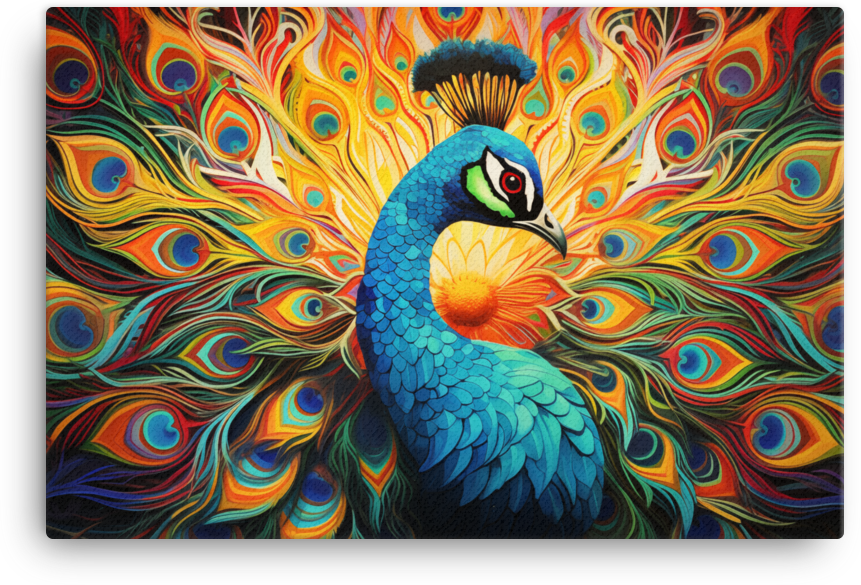 Radiant Peacock Splendor Canvas Wall Art