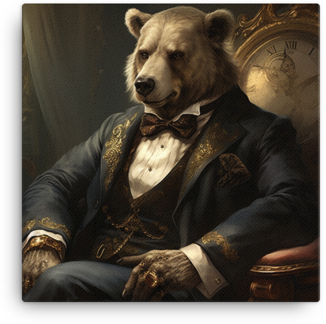 Regal Bear in Elegant Attire Canvas