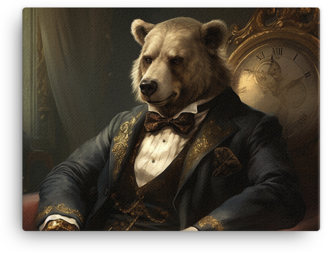 Regal Bear in Elegant Attire Canvas