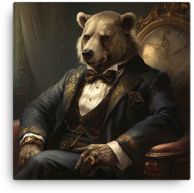 Regal Bear in Elegant Attire Canvas