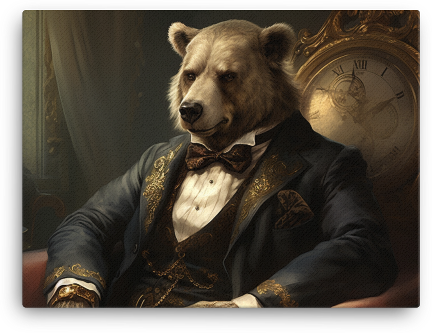 Regal Bear in Elegant Attire Canvas