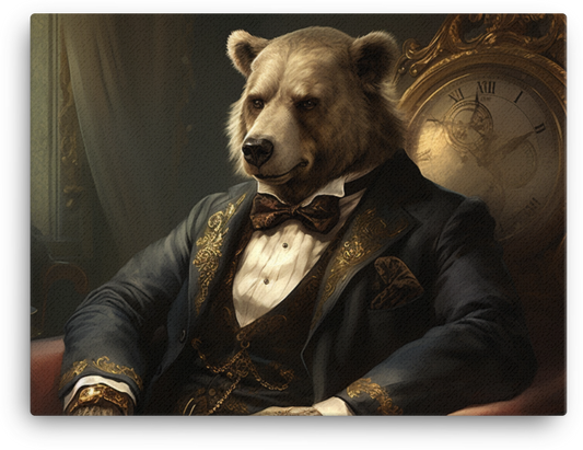Regal Bear in Elegant Attire Canvas