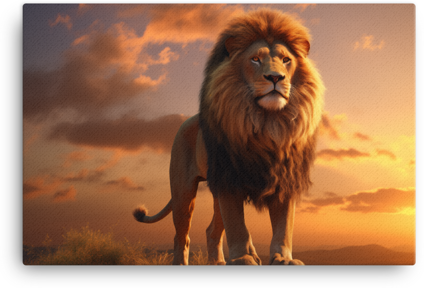 Savanna Sunset Lion Canvas Wall Art