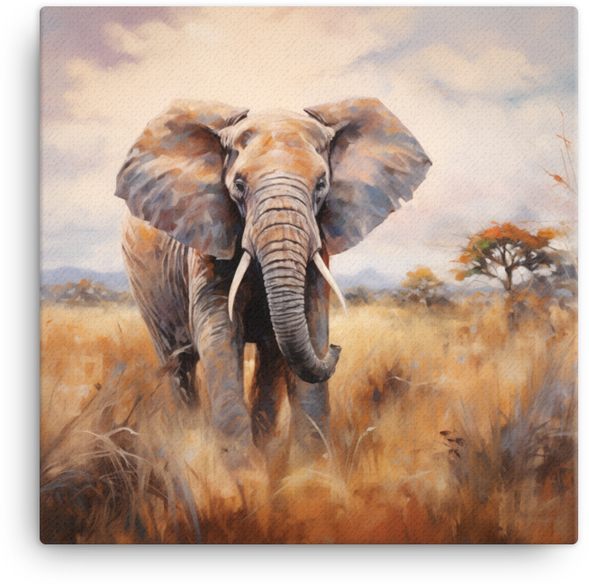 Savannah Giant Elephant Canvas Wall Art