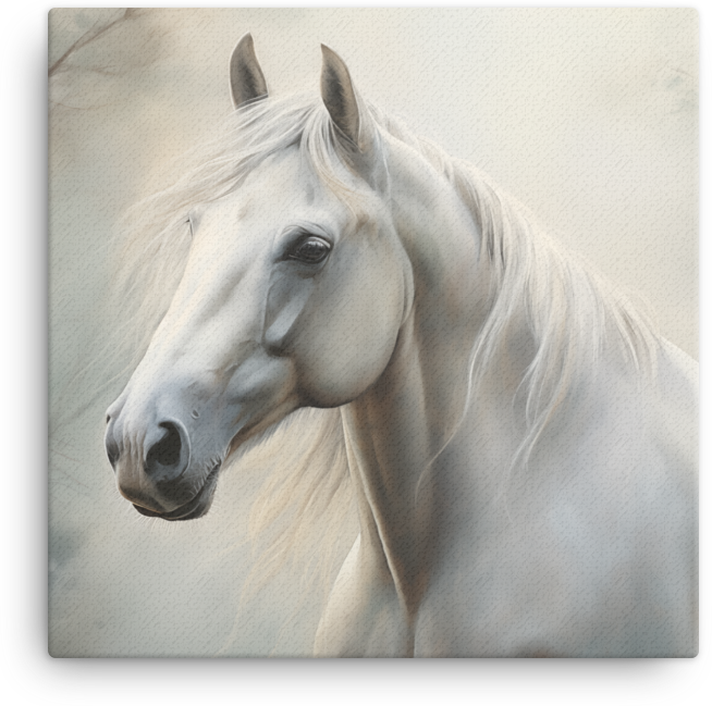 Serene White Beauty Horse Canvas Wall Art