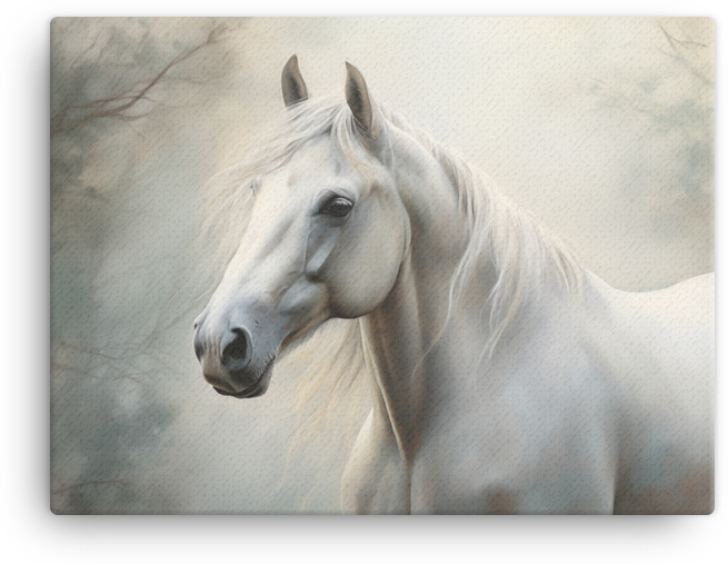 Serene White Beauty Horse Canvas Wall Art