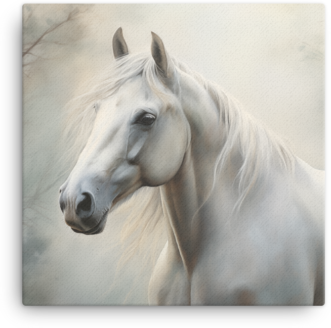 Serene White Beauty Horse Canvas Wall Art