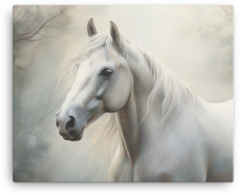 Serene White Beauty Horse Canvas Wall Art