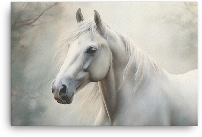 Serene White Beauty Horse Canvas Wall Art