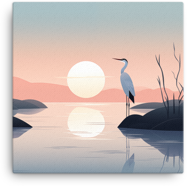 Serenity Heron Canvas Wall Art