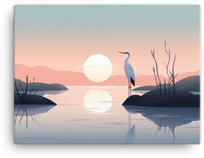 Serenity Heron Canvas Wall Art