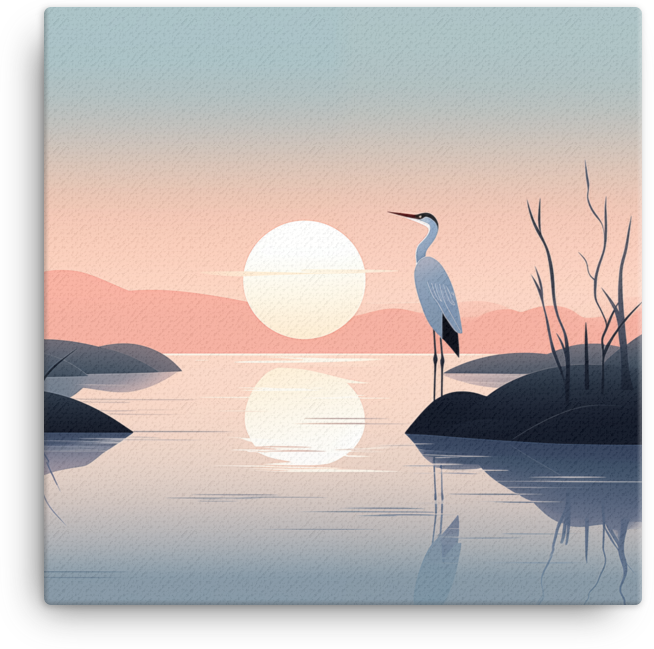 Serenity Heron Canvas Wall Art