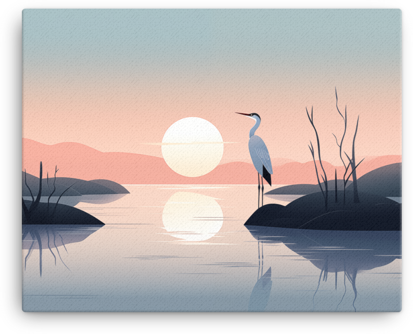 Serenity Heron Canvas Wall Art