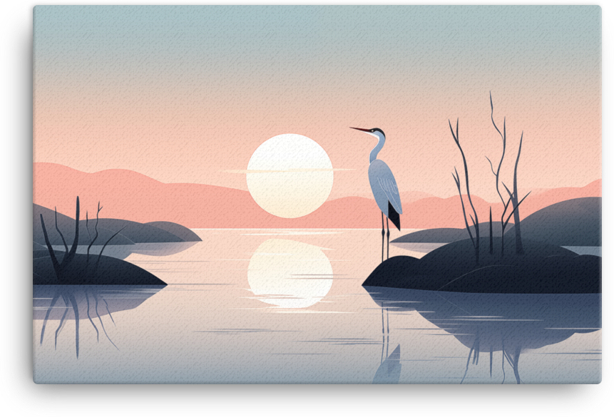 Serenity Heron Canvas Wall Art