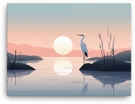 Serenity Heron Canvas Wall Art