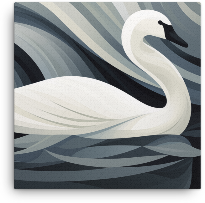 Serenity Swan in Swirling Waters Canvas Wall Art