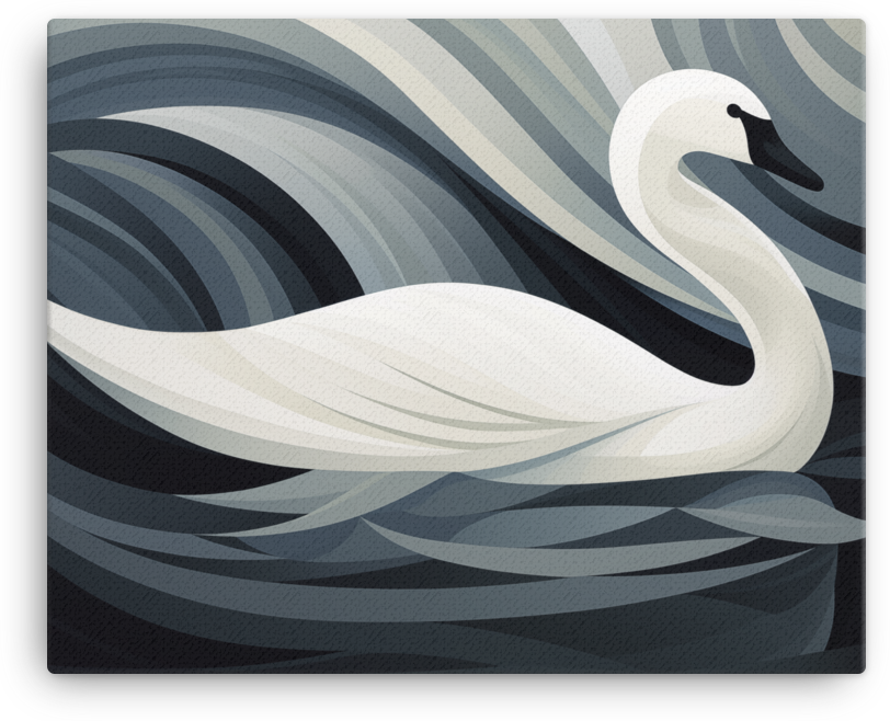 Serenity Swan in Swirling Waters Canvas Wall Art