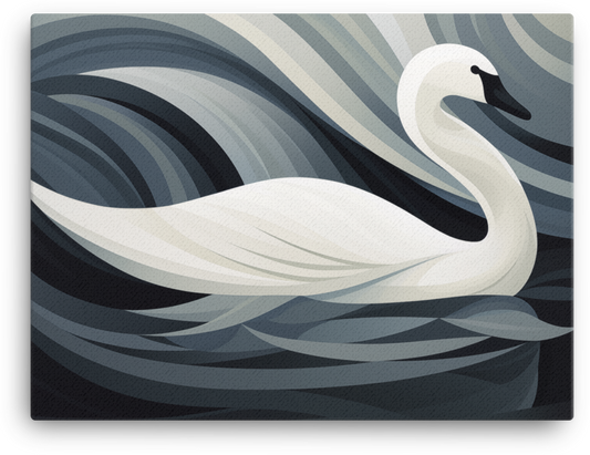 Serenity Swan in Swirling Waters Canvas Wall Art